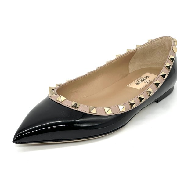 Valentino Rockstud Studded Patent Leather Ballet Ballerina Flats Shoes - Picture 5 of 16